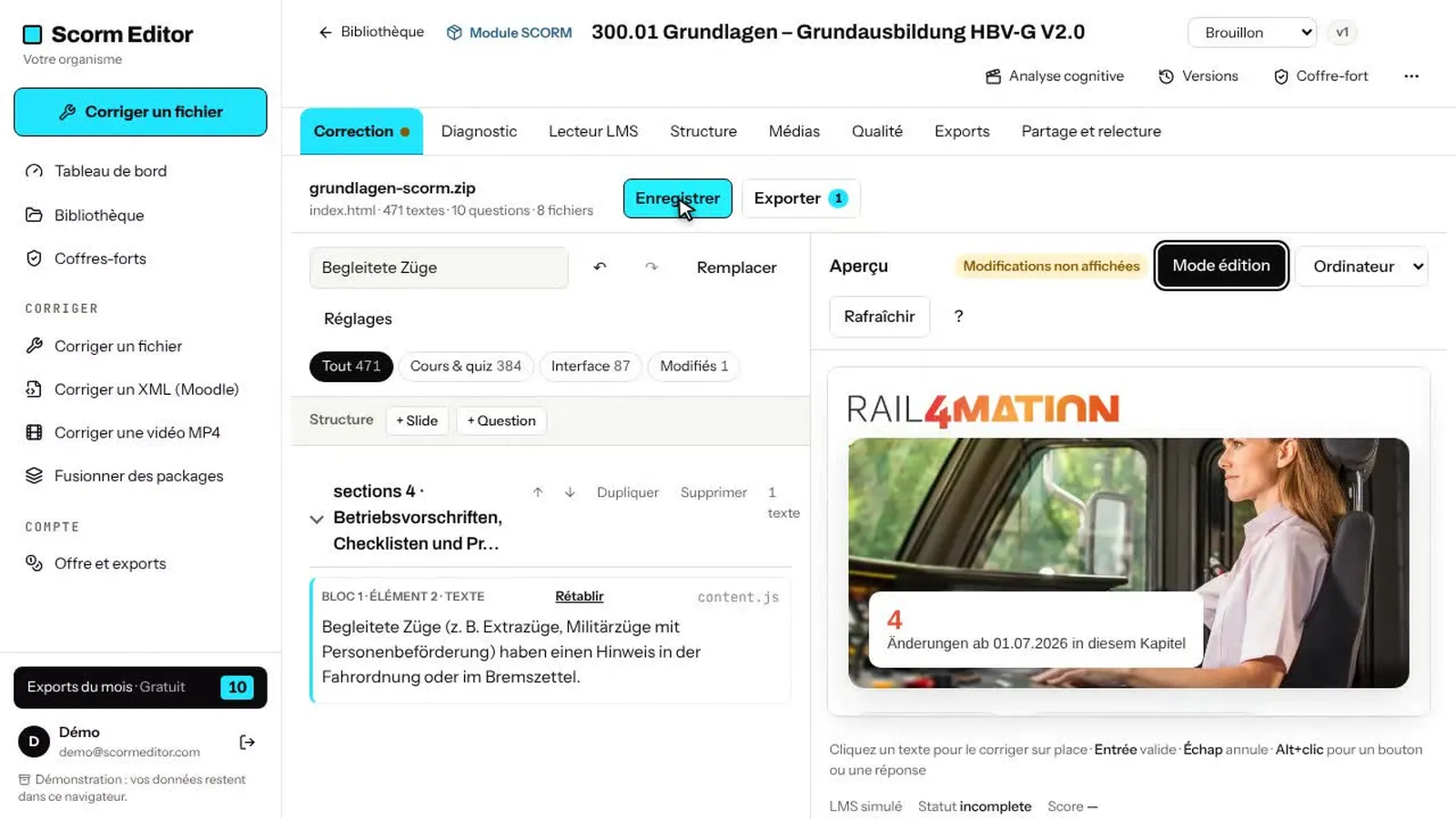 Formatrice comparant un diaporama PowerPoint ouvert sur un portable et le même contenu importé dans un LMS sur un second écran